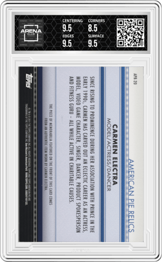 Carmen Electra from the 2011 Topps American Pie set graded by Arena Club and given an overall grade of 9.