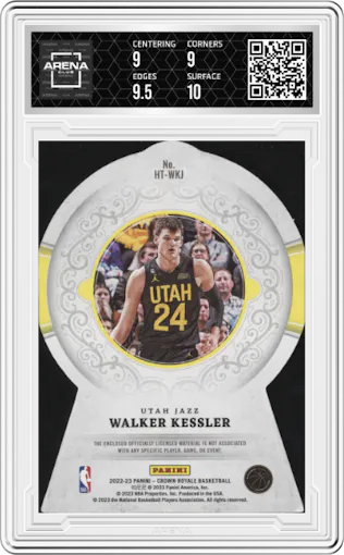 Walker Kessler from the 2022-23 Panini Crown Royale set graded by Arena Club and given an overall grade of 9.5.