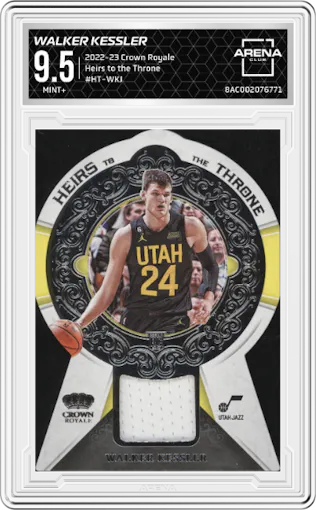 Walker Kessler from the 2022-23 Panini Crown Royale set graded by Arena Club and given an overall grade of 9.5.