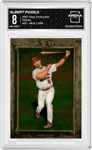 Albert Pujols from the 2007 Topps Turkey Red set graded by Arena Club and given an overall grade of 8.