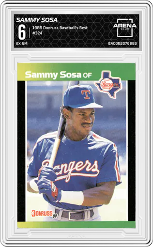 Sammy Sosa from the 1989 Donruss Baseball's Best set graded by Arena Club and given an overall grade of 6.