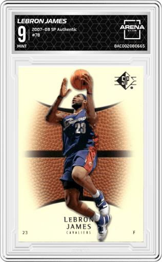 Lebron James from the 2007-08 SP Authentic set graded by Arena Club and given an overall grade of 9.