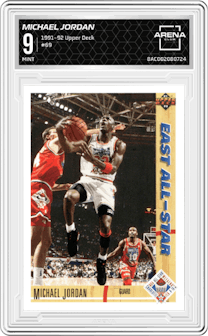 Michael Jordan from the 1991-92 Upper Deck set graded by Arena Club and given an overall grade of 9.