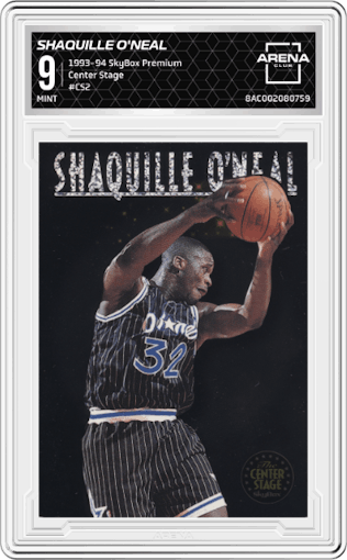 Shaquille O'Neal  from the 1993-94 SkyBox Premium set graded by Arena Club and given an overall grade of 9.