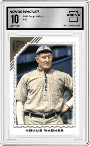 Honus Wagner from the 2022 Topps Gallery set graded by Arena Club and given an overall grade of 10.