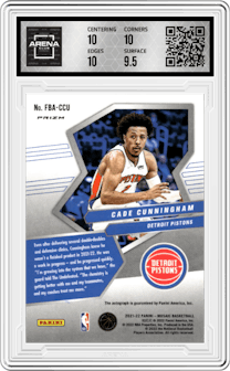 Cade Cunningham from the 2021-22 Panini Mosaic  set graded by Arena Club and given an overall grade of 10.