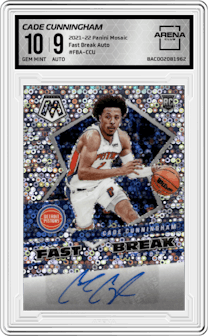 Cade Cunningham from the 2021-22 Panini Mosaic  set graded by Arena Club and given an overall grade of 10.