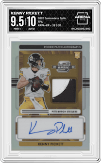 Kenny Pickett from the 2022 Panini Contenders Optic set graded by Arena Club and given an overall grade of 9.5.