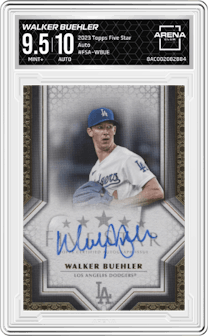 Walker Buehler from the 2023 Topps Five Star set graded by Arena Club and given an overall grade of 9.5.