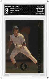 Derek Jeter from the 1993 Classic Images set graded by Arena Club and given an overall grade of 9.