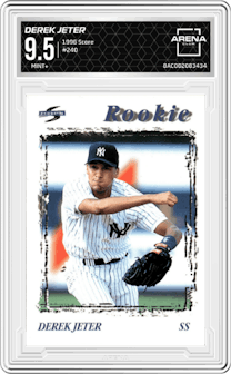 Derek Jeter from the 1996 Score  set graded by Arena Club and given an overall grade of 9.5.