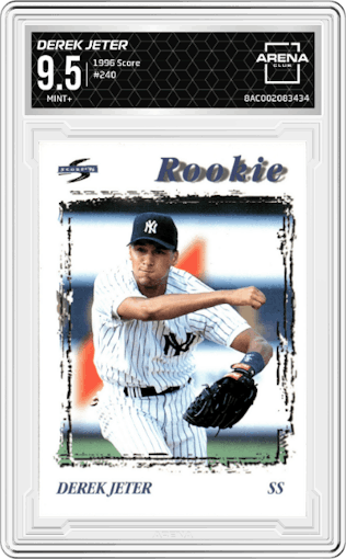 Derek Jeter from the 1996 Score  set graded by Arena Club and given an overall grade of 9.5.