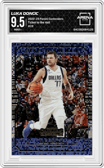 Luka Doncic from the 2022-23 Panini Contenders set graded by Arena Club and given an overall grade of 9.5.