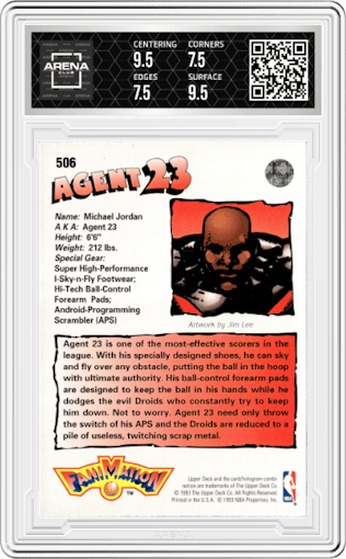 Michael Jordan from the 1992-93 Upper Deck  set graded by Arena Club and given an overall grade of 8.