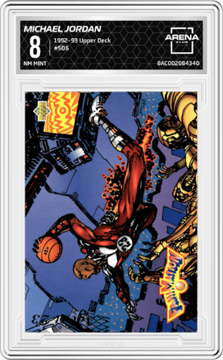 Michael Jordan from the 1992-93 Upper Deck  set graded by Arena Club and given an overall grade of 8.