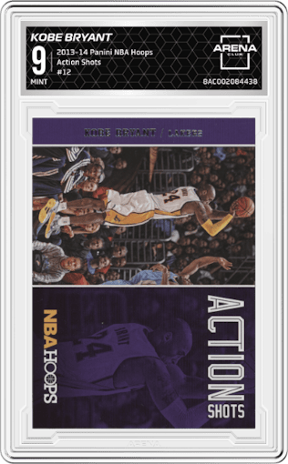 Kobe Bryant from the 2013-14 Panini NBA Hoops set graded by Arena Club and given an overall grade of 9.