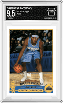 Carmelo Anthony from the 2003-04 Topps set graded by Arena Club and given an overall grade of 9.5.