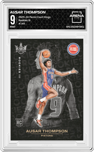 Ausar Thompson  from the 2023-24 Panini Court Kings set graded by Arena Club and given an overall grade of 9.
