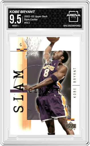 Kobe Bryant from the 2001-02 Upper Deck set graded by Arena Club and given an overall grade of 9.5.