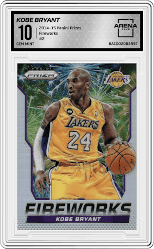 Kobe Bryant from the 2014-15 Panini Prizm set graded by Arena Club and given an overall grade of 10.