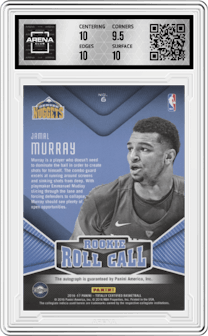 Jamal Murray from the 2016-17 Panini Totally Certified set graded by Arena Club and given an overall grade of 10.
