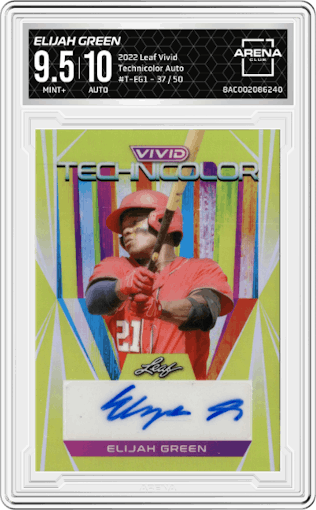 Elijah Green from the 2022 Leaf Vivid set graded by Arena Club and given an overall grade of 9.5.