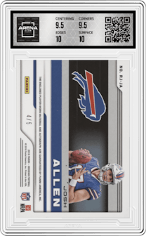 Josh Allen from the 2018 Panini Obsidian set featuring a Electric Etch Red parallel graded by Arena Club and given an overall grade of 10.