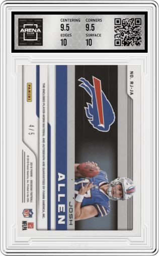 Josh Allen from the 2018 Panini Obsidian set featuring a Electric Etch Red parallel graded by Arena Club and given an overall grade of 10.
