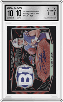 Josh Allen from the 2018 Panini Obsidian set featuring a Electric Etch Red parallel graded by Arena Club and given an overall grade of 10.