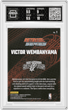 Victor Wembanyama from the 2023-24 Panini Donruss set graded by Arena Club and given an overall grade of 9.5.