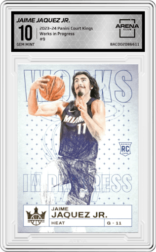 Jaime Jaquez Jr. from the 2023-24 Panini Court Kings set graded by Arena Club and given an overall grade of 10.
