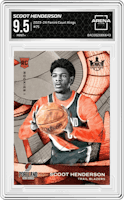 Scoot Henderson from the 2023-24 Panini Court Kings set graded by Arena Club and given an overall grade of 9.5.