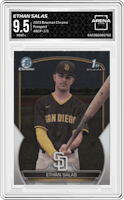 Ethan Salas from the 2023 Bowman Chrome set graded by Arena Club and given an overall grade of 9.5.