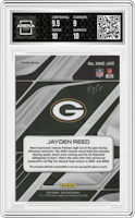 Jayden Reed from the 2023 Panini Spectra set featuring a Gold Laundry Nike parallel graded by Arena Club and given an overall grade of 9.5.