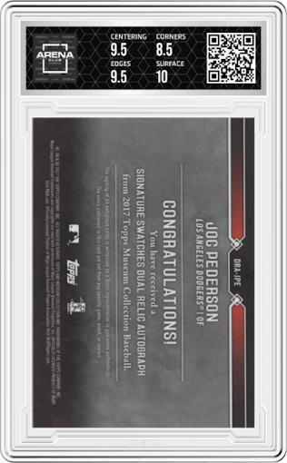 Joc Pederson from the 2017 Topps Museum Collection set graded by Arena Club and given an overall grade of 9.