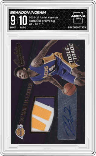 Brandon Ingram from the 2016-17 Panini Absolute  set graded by Arena Club and given an overall grade of 9.