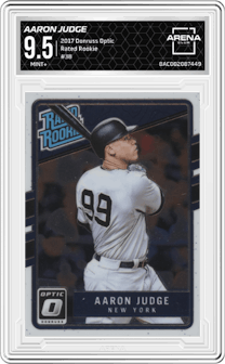 Aaron Judge from the 2017 Panini Donruss Optic set graded by Arena Club and given an overall grade of 9.5.