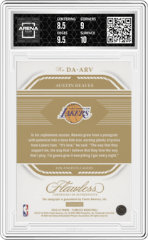 Austin Reaves from the 2022-23 Panini Flawless set graded by Arena Club and given an overall grade of 9.