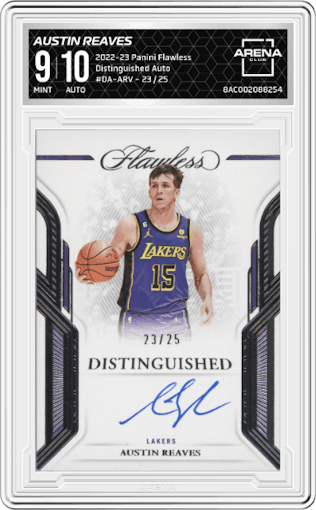 Austin Reaves from the 2022-23 Panini Flawless set graded by Arena Club and given an overall grade of 9.