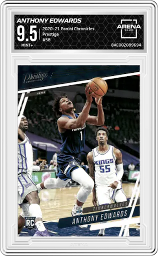 Anthony Edwards from the 2020-21 Panini Chronicles set graded by Arena Club and given an overall grade of 9.5.