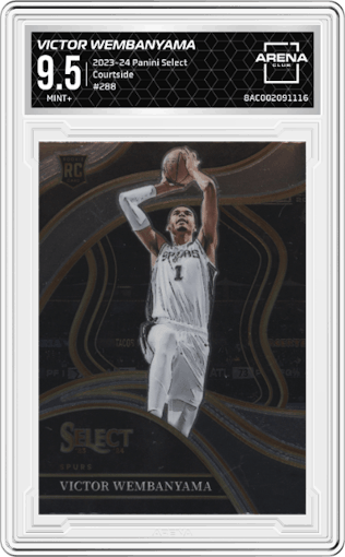 Victor Wembanyama from the 2023-24 Panini Select  set graded by Arena Club and given an overall grade of 9.5.
