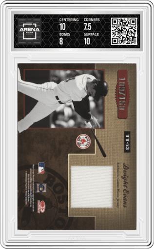 Dale Murphy/Dwight Evans from the 2005 Donruss Elite set graded by Arena Club and given an overall grade of 8.
