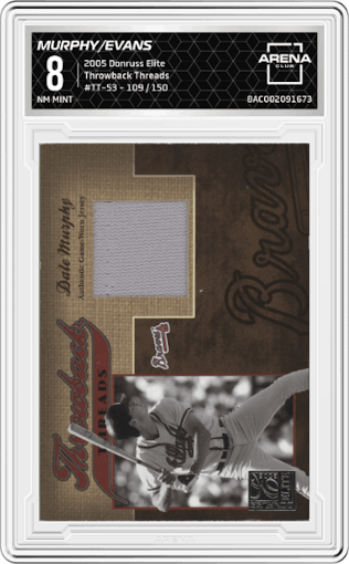 Dale Murphy/Dwight Evans from the 2005 Donruss Elite set graded by Arena Club and given an overall grade of 8.