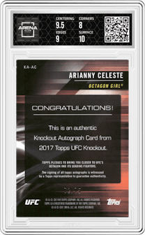 Arianny Celeste from the 2017 Topps UFC Knockout MMA set graded by Arena Club and given an overall grade of 8.5.