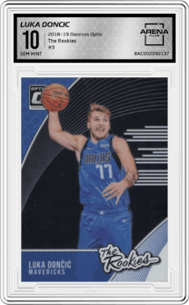 Luka Doncic from the 2018-19 Panini Donruss Optic set graded by Arena Club and given an overall grade of 10.