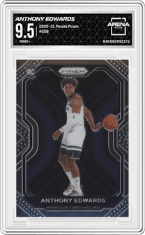 Anthony Edwards from the 2020-21 Panini Prizm set graded by Arena Club and given an overall grade of 9.5.