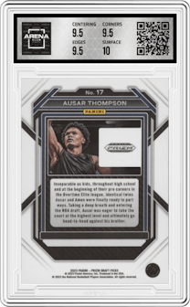 Ausar Thompson  from the 2023-24 Panini Prizm Draft Picks set graded by Arena Club and given an overall grade of 10.