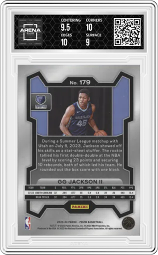GG Jackson II from the 2023-24 Panini Prizm set graded by Arena Club and given an overall grade of 9.5.