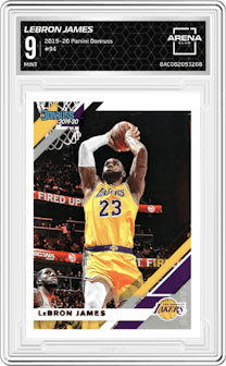 LeBron James from the 2019-20 Panini Donruss set graded by Arena Club and given an overall grade of 9.