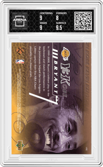 Kobe Bryant from the 2000-01 Upper Deck set graded by Arena Club and given an overall grade of 8.5.